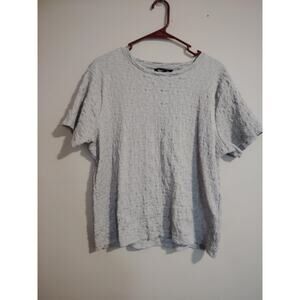 Simply Vera Vera Wang Women's Textured Tee Light Gray Size XXL